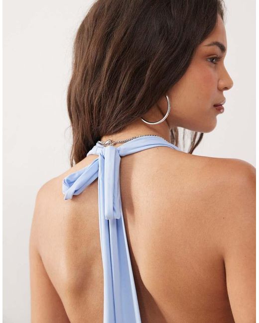 Collusion Blue Cupro Longline Halter Top