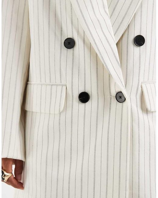 ASOS Natural Tailored Double Breasted Blazer With Linen