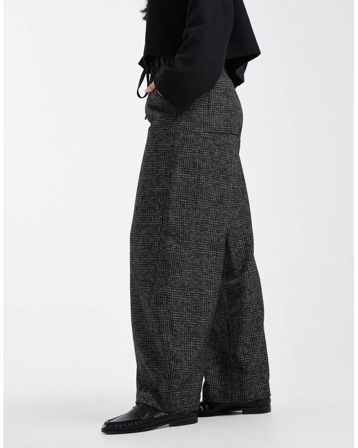 ASOS Black Barrel Leg Trousers With Seam Detail