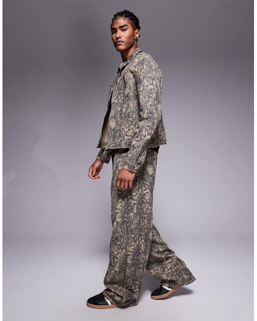 Liquor N Poker Gray Relaxed baggy Jeans Co-ord for men
