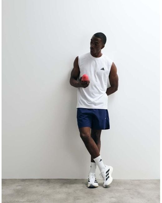 Adidas Originals White Workout Essentials Feelready Sleeveless T-Shirt for men