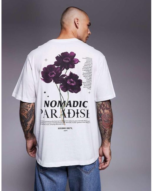 ADPT Oversized T-Shirt Met Print Op De Achterkant in het Gray voor heren