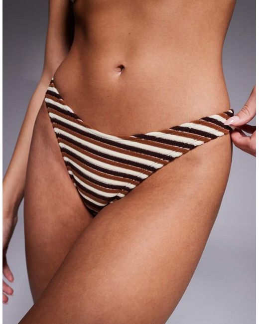 ASOS Brown Tori Towelling Florida High Leg Brazilian Bikini Bottom