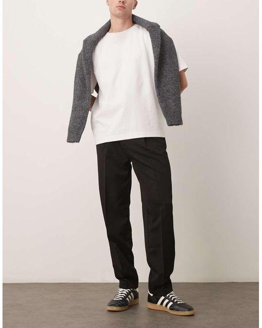 ASOS Black Smart Oversized Tapered Fit Trousers for men