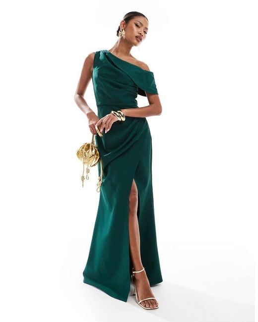 Jarlo Green Jarol Off The Shoulder Slit Maxi Dress