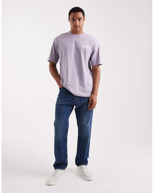 Only & Sons White Relaxed Fit T-shirt With Lisbon Back Print for men