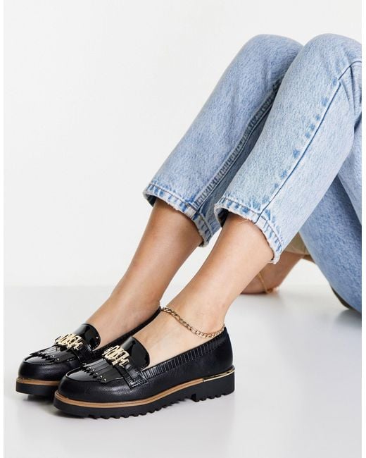 River Island Chunky Branded Loafer Shoe in Black Lyst