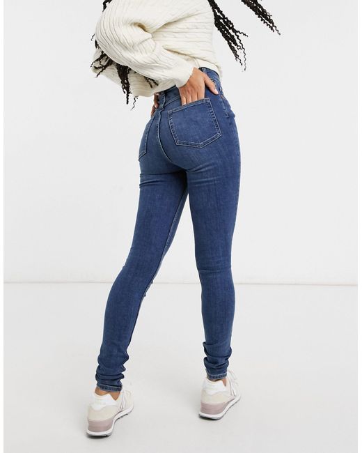 Monki Denim Oki Organic Cotton Skinny High Waist Jeans in Blue | Lyst