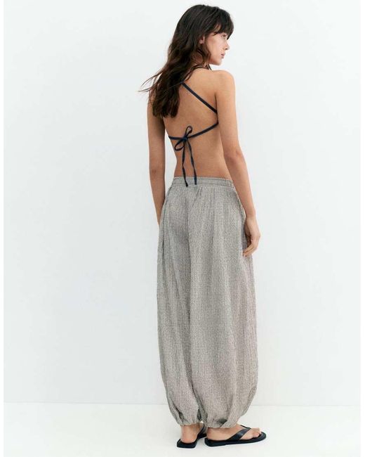 Pull&Bear Geruite Sarouel Broek in het Gray