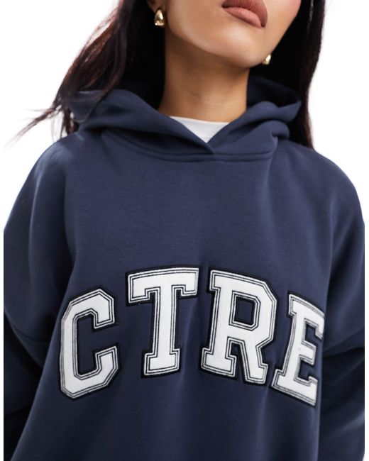 The Couture Club Blue Varsity Oversized Hoodie