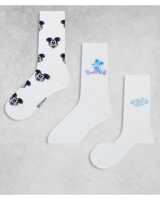 ASOS White Disney Mickey Mouse 3 Pack Socks