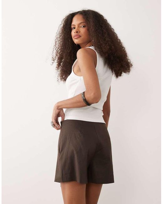 Mango White Linen Mix Mini Skort