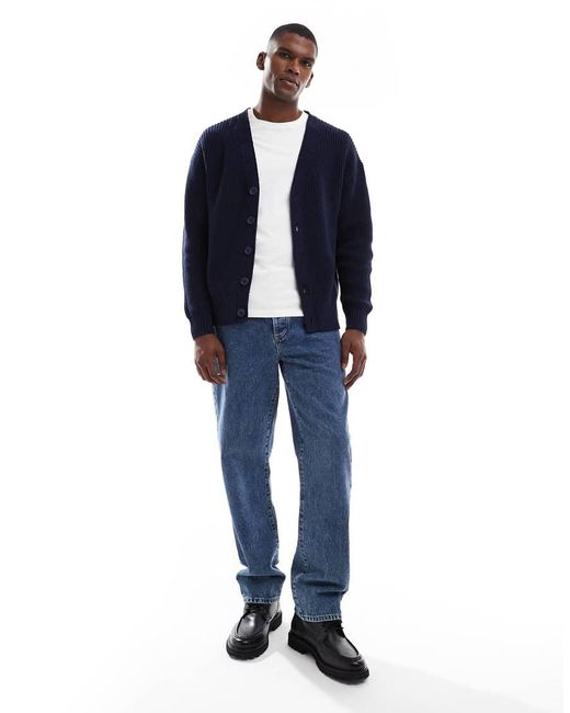 New Look Blue Fisherman Cardigan for men