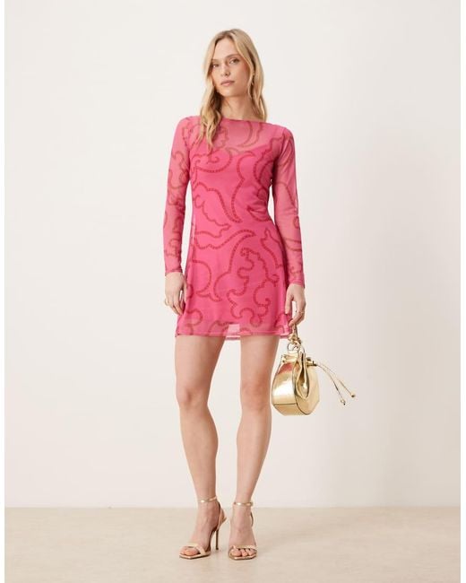 Never Fully Dressed Pink Petite Mesh Mini Dress