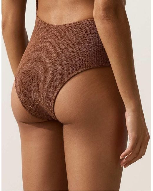 Oysho Brown Crinkle Asymmetric Trikini