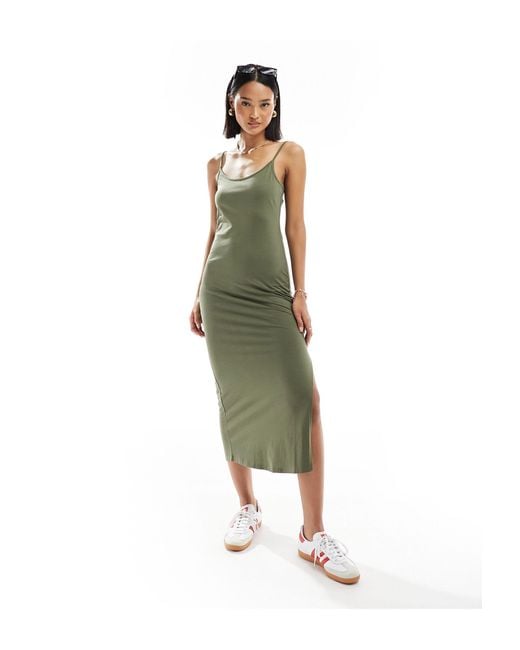 New Look Green Strappy Jersey Midi Dress