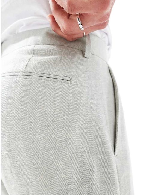 ASOS White Slim Suit Trousers With Linen for men