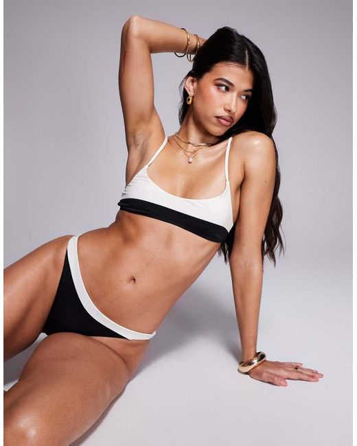 ASOS Black Connie Contrast Cadiz Skinny Scoop Bikini Top