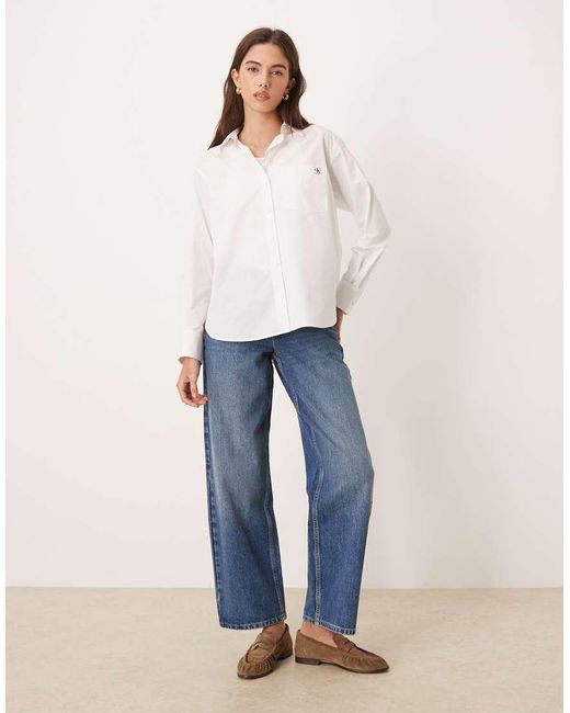 Calvin Klein White Relaxed Cotton Poplin Shirt