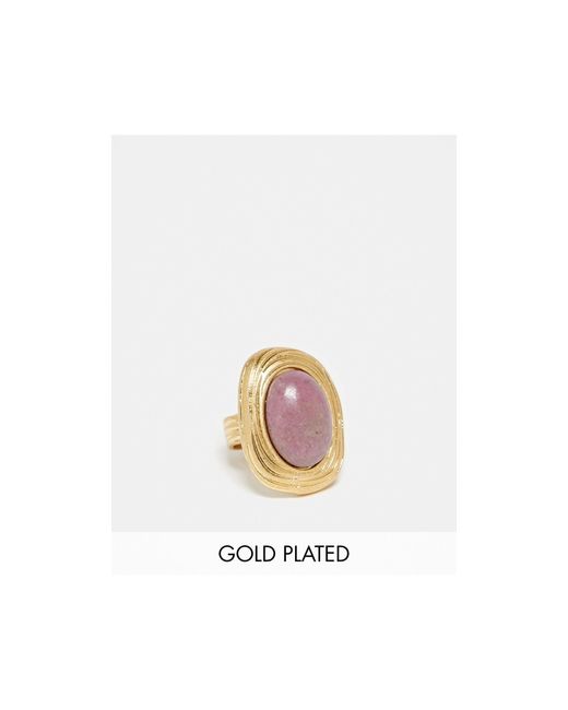 ASOS White 14k Plated Ring With Real Semi Precious Stone