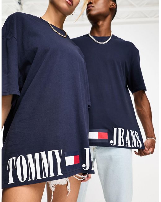 Tommy Hilfiger Unisex Graphic Logo T-shirt in Blue for Men | Lyst