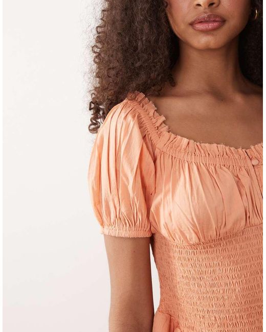 ASOS Pink Shirred Playsuit With Ruffle Shorts
