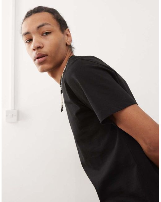 Weekday Black Boxy Fit Heavy Weight Jersey T-shirt for men