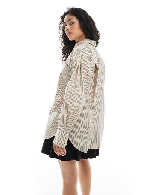 Camisa Color Piedra A Rayas Extragrande De ASOS de color Natural