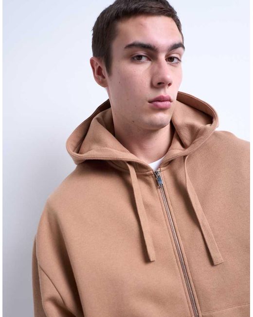Topman Blue Heavyweight Oversized Zip Through Hoodie for men