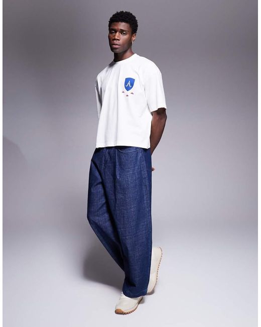 T-Shirt Oversize Squadrata Bianca Con Scritta di ASOS in White da Uomo