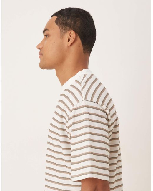 ASOS White Slubby Relaxed Fit Striped T-shirt for men