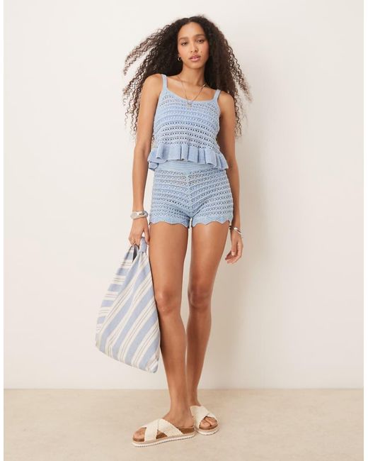 ASOS Blue Knitted Crochet Cami Top Co-ord