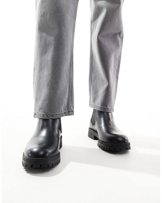 Bottines chelsea en similicuir à semelle chunky Jack & Jones pour homme en coloris White