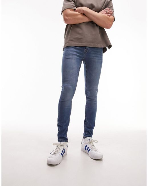 Topman – spray-on-jeans in Blue für Herren