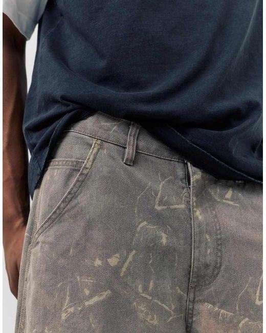 Pull&Bear Gray Printed Wide-Leg Jeans for men