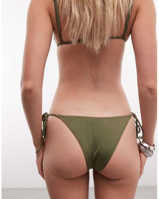 Weekday Brown Brazilian Side Tie Bikini Bottoms