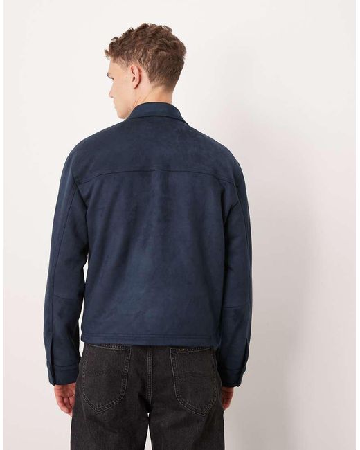 Abercrombie & Fitch Licht Cropped Jack Van Imitatiesuède in het Blue voor heren