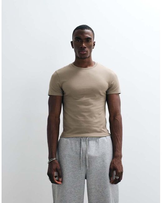 Collusion Brown Shrunken T-Shirt for men