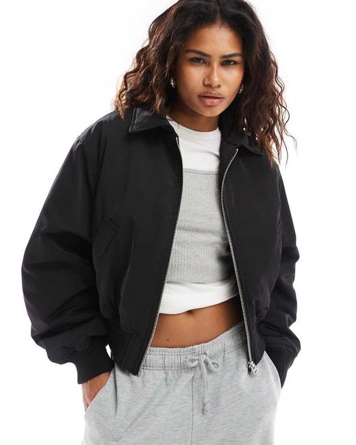 Weekday Black Irma Padded Bomber Jacket