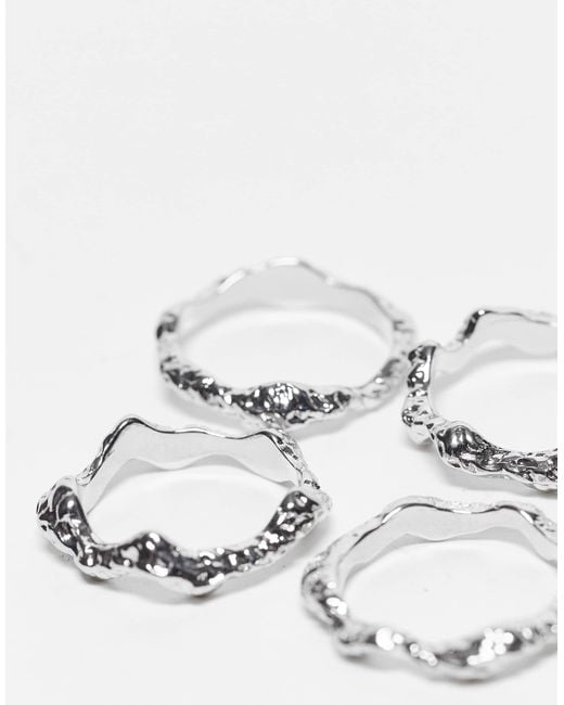 ASOS White Pack Of 4 Stacking Rings