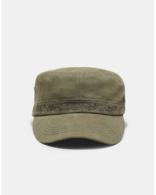 Stradivarius Brown Embroidered Sailor Cap