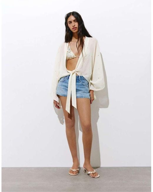 Pull&Bear White Mirror Detail Kimono