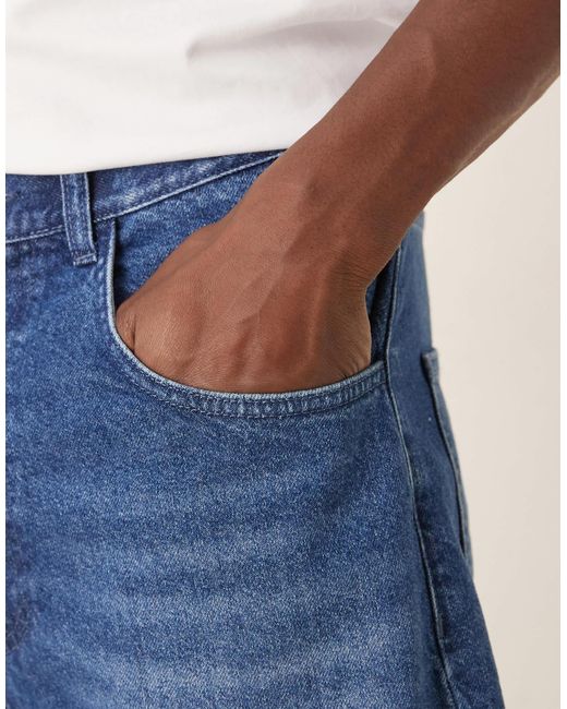 ASOS Blue Longer Length Denim Jort for men