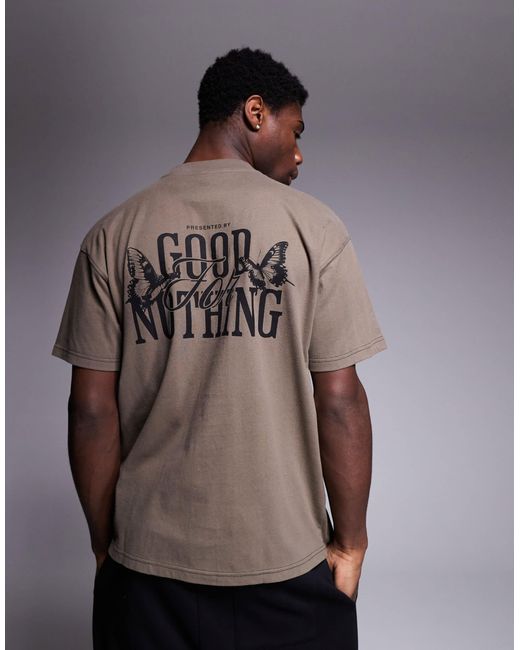 Good For Nothing Brown T-shirt With Back Print for men