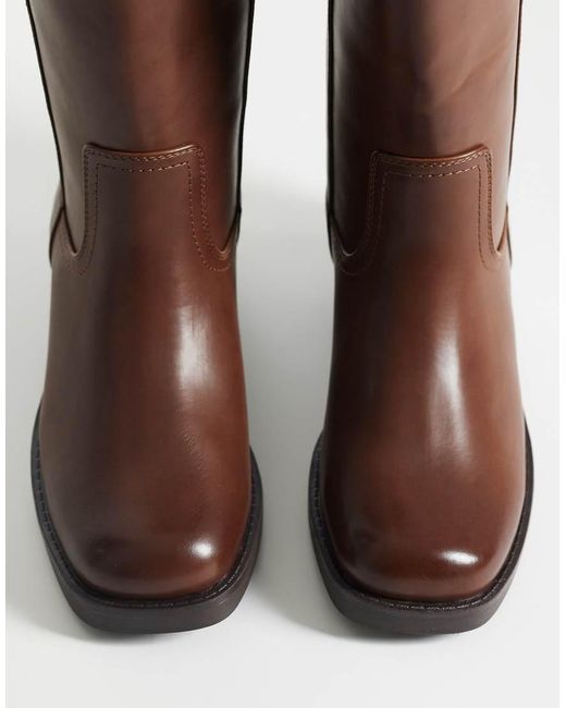 ASOS Brown Curve Cherry Pull On Trucker Boot