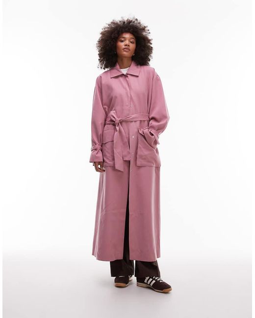 ASOS Pink Utility Pocket Belted Duster Coat