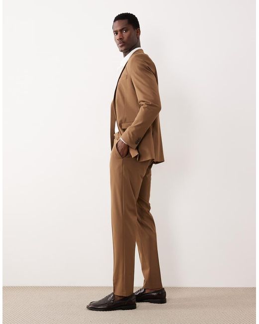 Pantaloni Da Abito Slim Color Cuoio Scuro di SELECTED in Natural da Uomo
