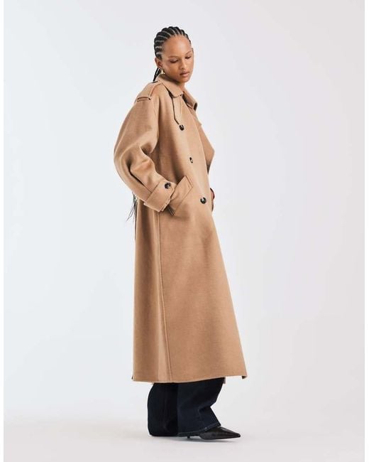 Mango Natural Premium Wool Blend Maxi Trench Coat