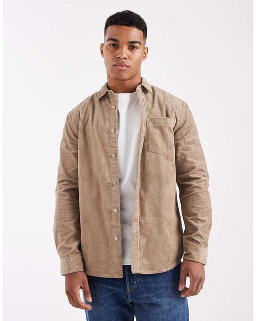 New Look Natural Waffle Cord Overshirt for men