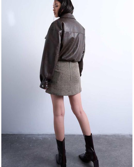 Microgonna Monocromatica Con Motivo A Spina Di Pesce di TOPSHOP in Black